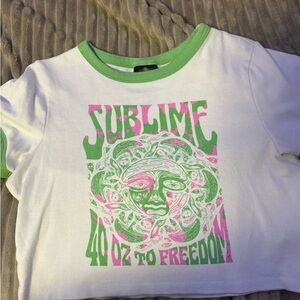 Cotton On Kids Tee - White with Green and Pink Graphic